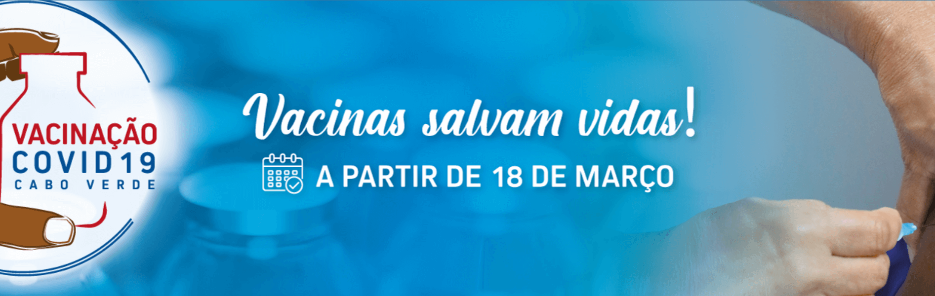 Werbebanner Corona-Impfungen auf den Kapverdischen Inseln